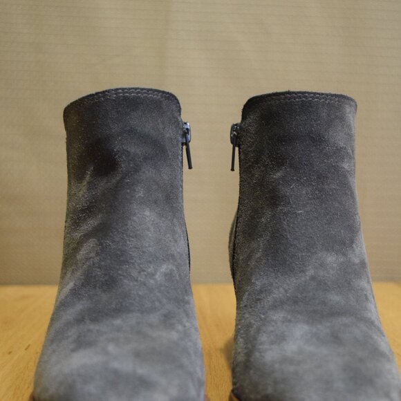Lucky Brand Ankle Boots Gray Suede Womens Size 6 Used Chunky Heel "LK-LILYE" - Picture 8 of 11